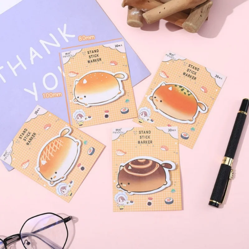 40pcs/lot Kawaii Bread Cat Memo Pad Sticky Notes Cute N Times Stationery Label Notepad Bookmark Post School Supplies