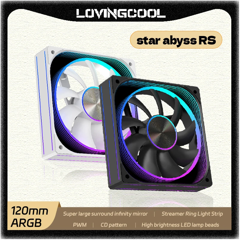 

LOVINGCOOL star abyss RS Pro PC Вентилятор 120 мм ARGB бесшумный ШИМ контроль температуры Streamer Ring Light Strip Вентилятор корпуса компьютера 12 В