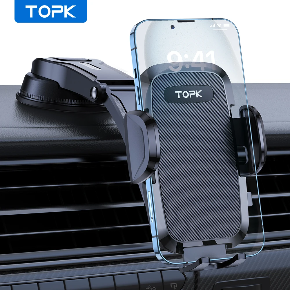 TOPK Autotelefonhalterung, verbesserter Freisprechständer, Telefonhalter für das Armaturenbrett im Auto, kompatibel mit iPhone Samsung Android