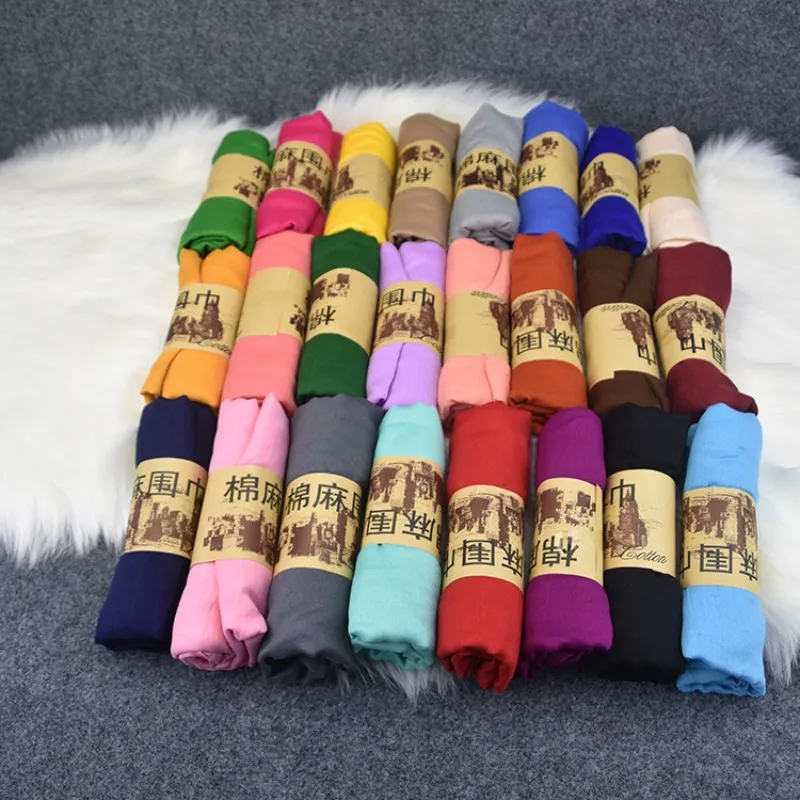 Candy Color Women Long Scarf Soft Cotton Linen Shawl Wrap Warm Neck Scarves Fashion Female Pashmina Cape