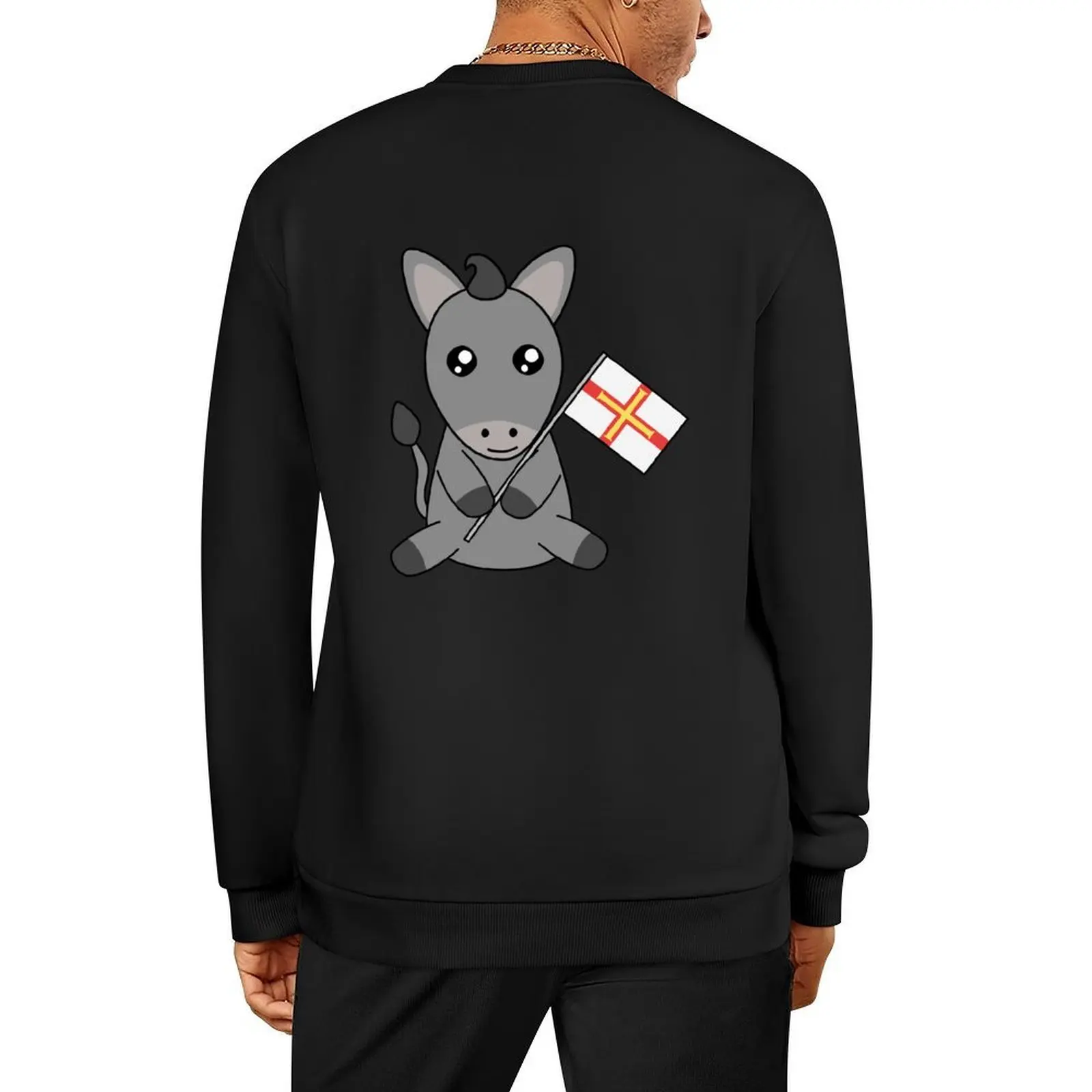 

Guernsey Donkey Waving Guernsey Flag Pullover autumn men's clothes japanese style men's coat new in hoodies & sweat-shirt