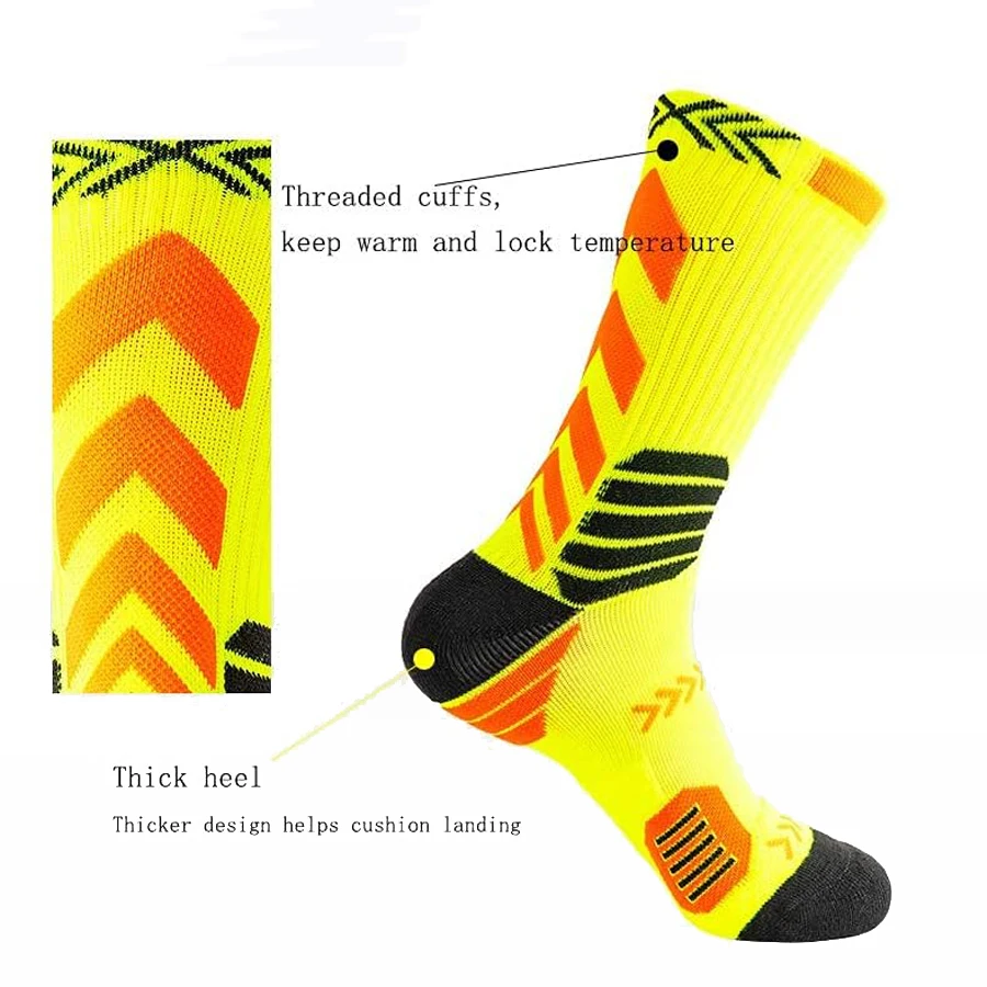 5 Pairs Men\'s Athletic Crew Socks Elite Thick Performance Thick Cushioned Sport Basketball Work Training Compression Socks