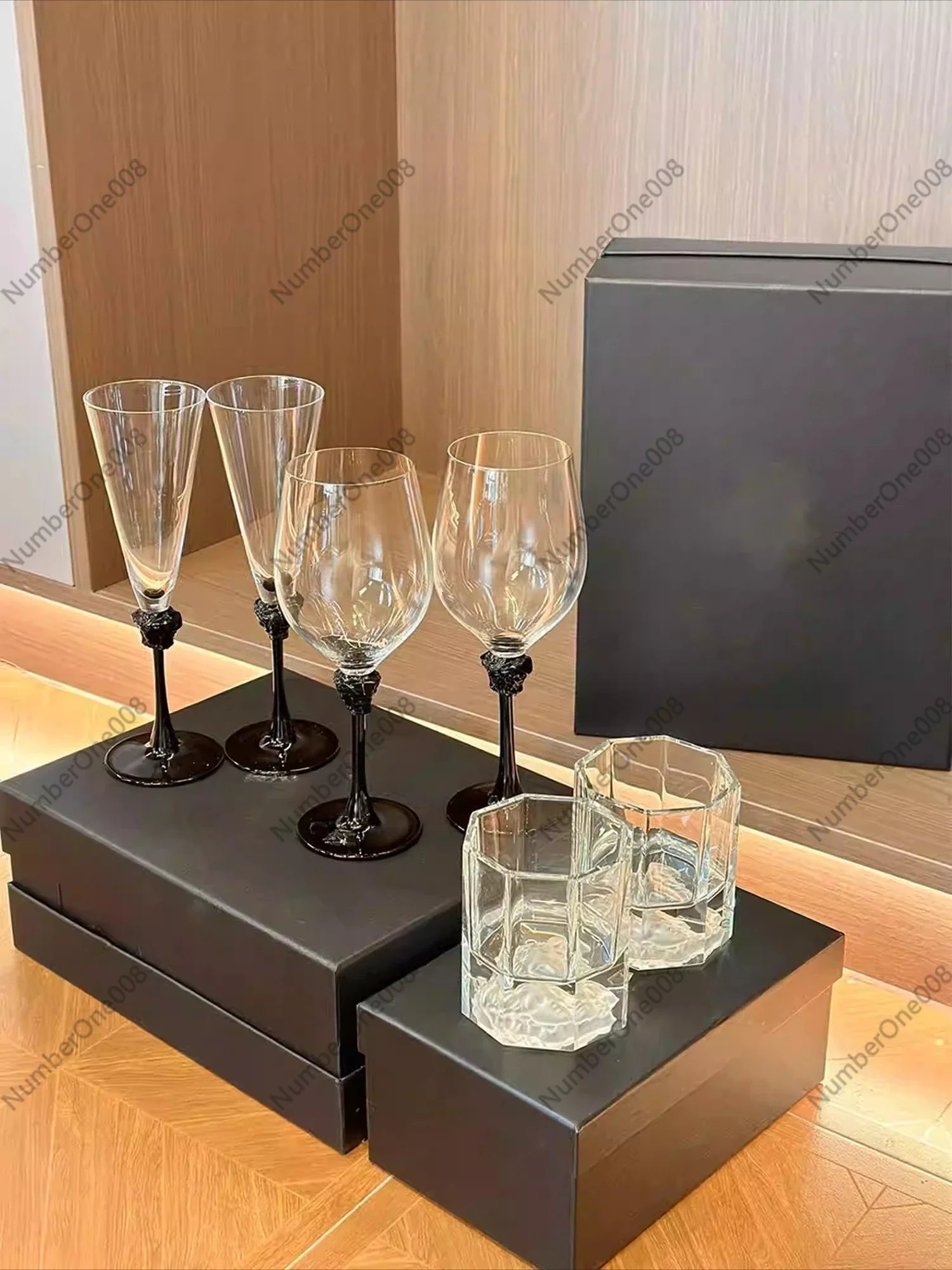 European Style Crystal Glass Red Wine Glass Gift Box Light Luxury Red Wine 2pcs Set Champagne Glass Highball Set