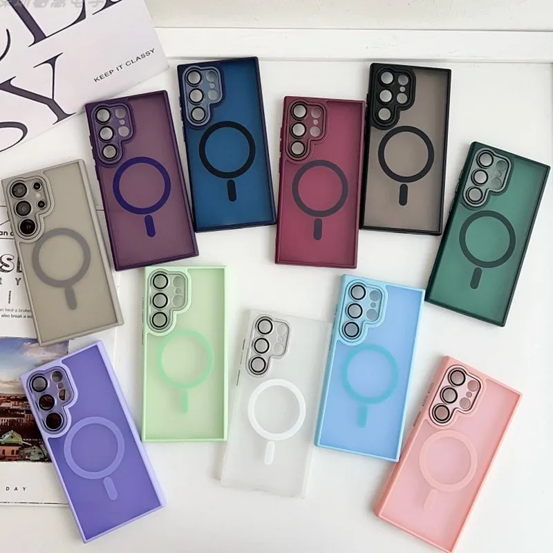 for Magsafe Matte Armor Case for Samsung Galaxy S26 S25 Ultra S24 Plus S23 FE S22 A55 A56 A16 A37 A57 A17 A36 A35 Magnetic Cover