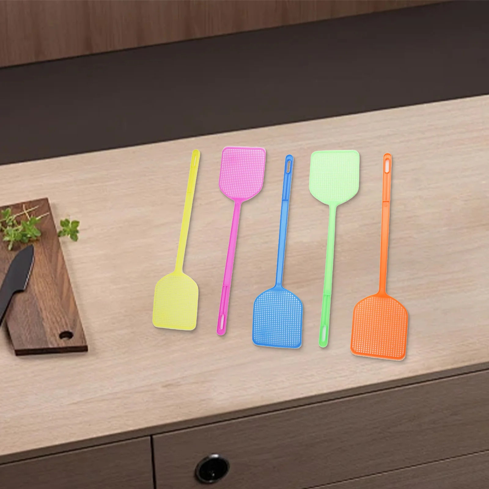 Mosche Pat Scacciamosche Scacciamosche in plastica Scacciamosche per la casa Manico lungo Controllo dei parassiti Tinta unita Ristorante Nuovo