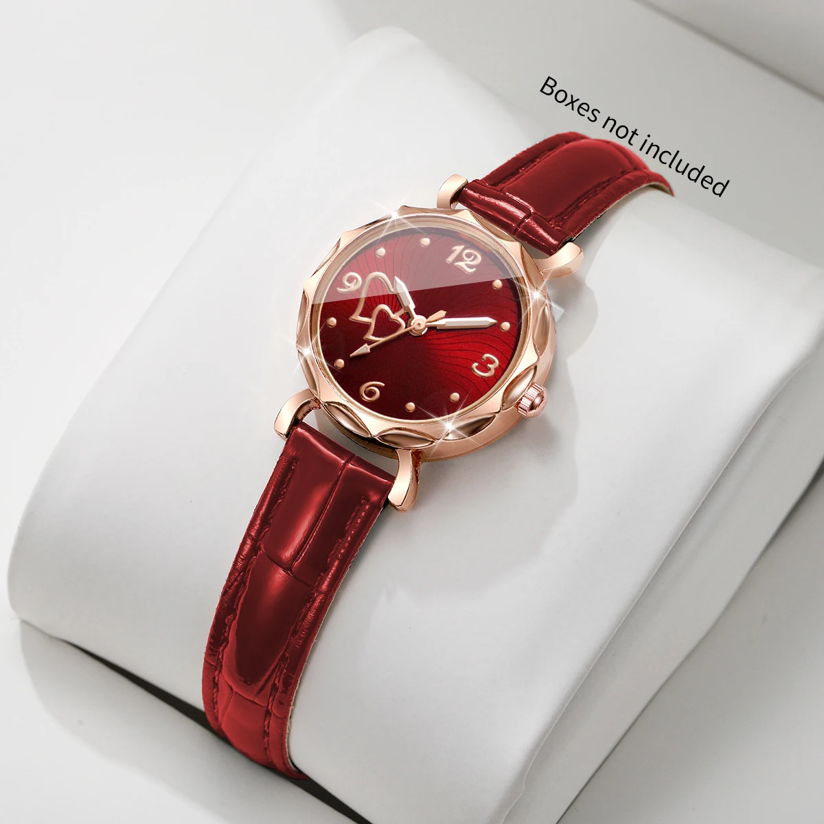 Elegant Leather Strap Women Watches Double Heart Dial Analog Quartz Wristwatch Ladies Gift Relogio Feminino (Without Box）