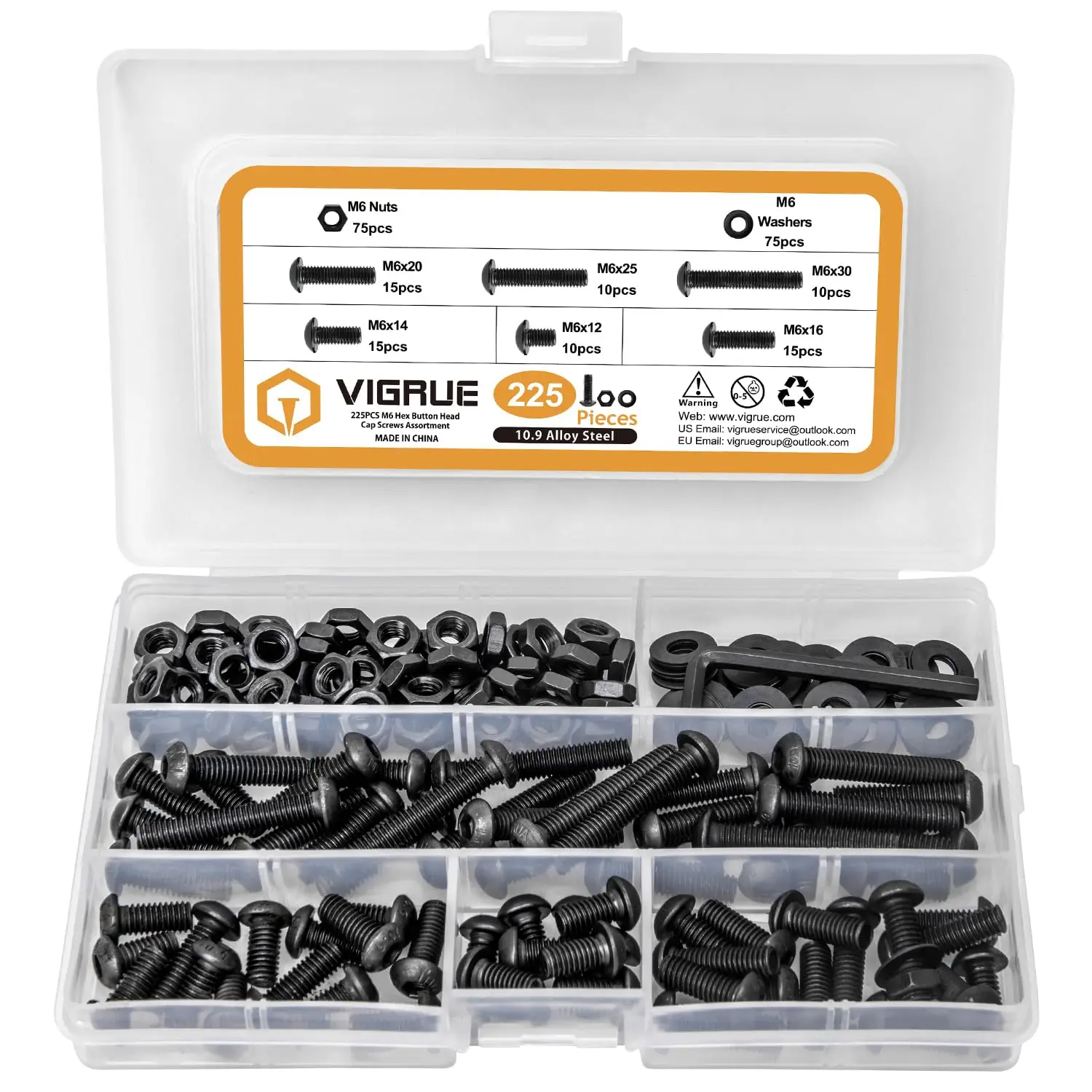 225PCS M6 Hex Socke…