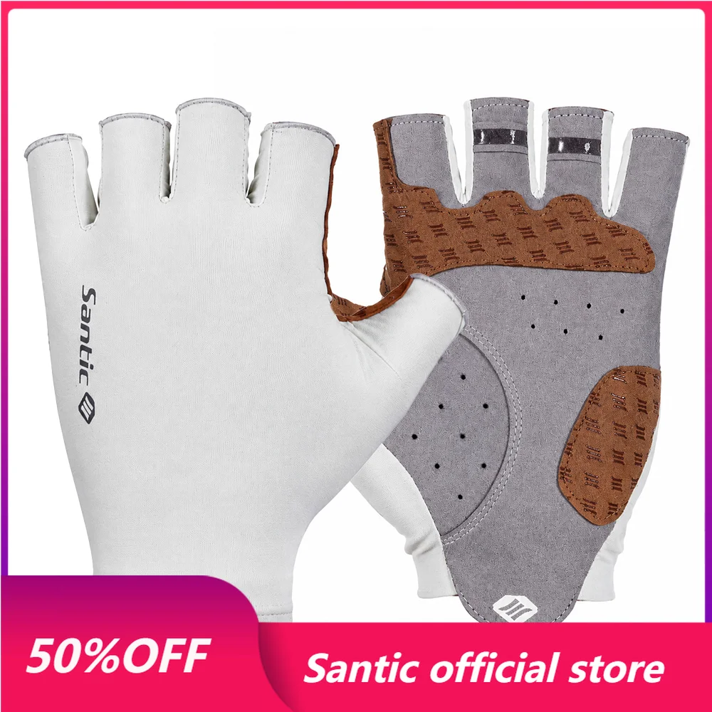 Santic New Cycling Gloves Touch Cool  Breathable Half Finger Cycling Gloves Shock Absorbing Non-Slip Biking Gloves TZ26P237