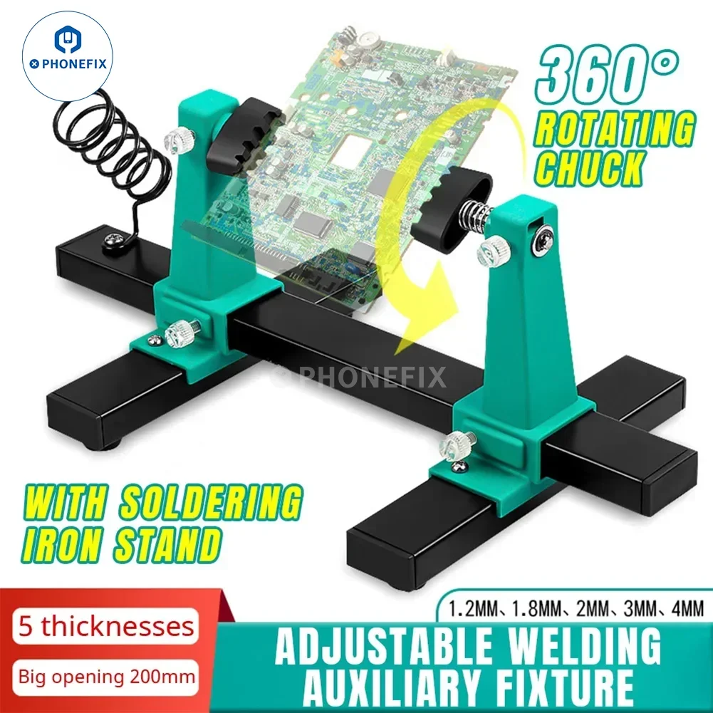 PCB Circuit Board Welding Disassembly Fixture Adjustable Motherboard Holder 360° Rotation Mainboard Clamp Soldering Iron Stand