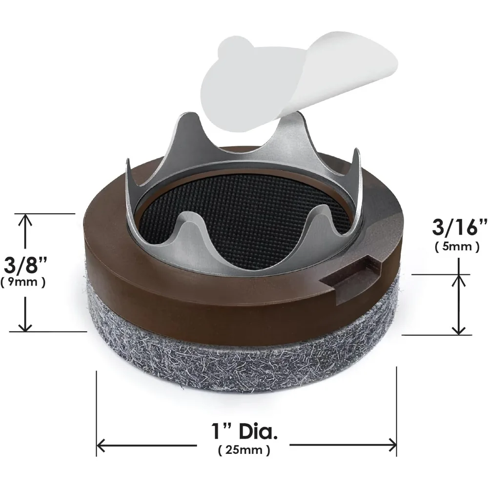 Protezioni per il pavimento delle gambe delle sedie/Slip per sedie in feltro (set di 16) Cuscinetti per mobili in feltro ribaltabili garantiti per rimanere, Ro da 1 pollice