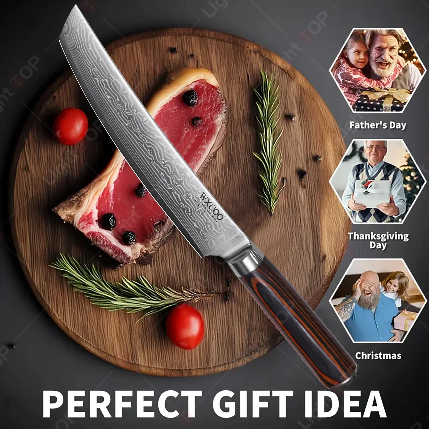 دمشق الصلب سكاكين المطبخ الشيف اللحوم الساطور الأسماك تقطيع تصفية سكين المهنية قطعة العاج سكين الطبخ أدوات القطع