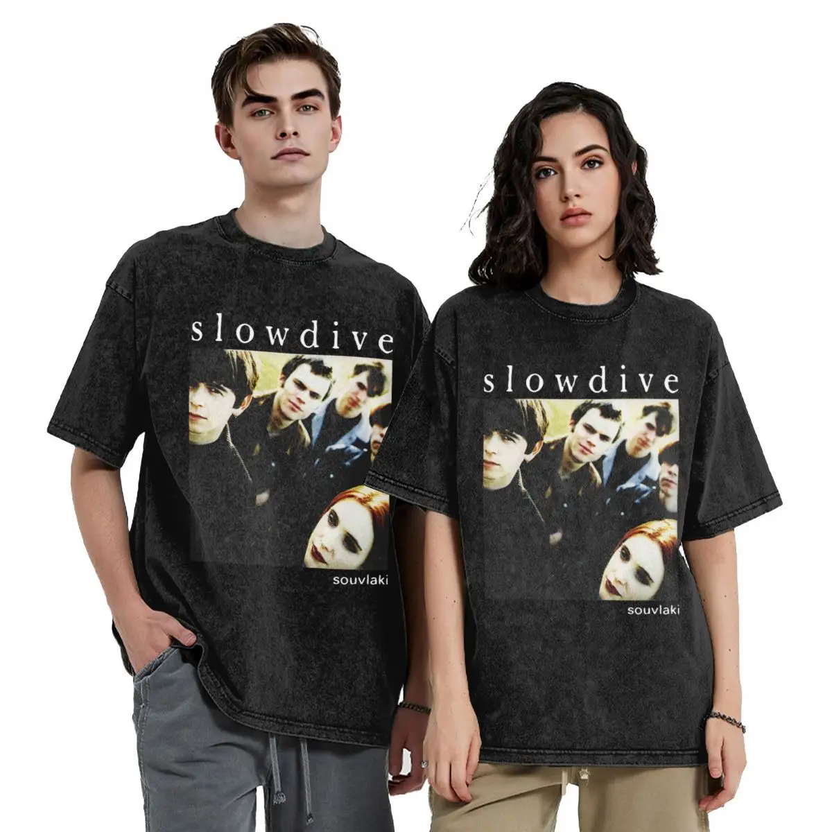 Slowdive Washed T Shirt Streetwear Hip Hop Novelty T-Shirts Tour 90s Tees for Men Women Short Sleeve Oversize Summer