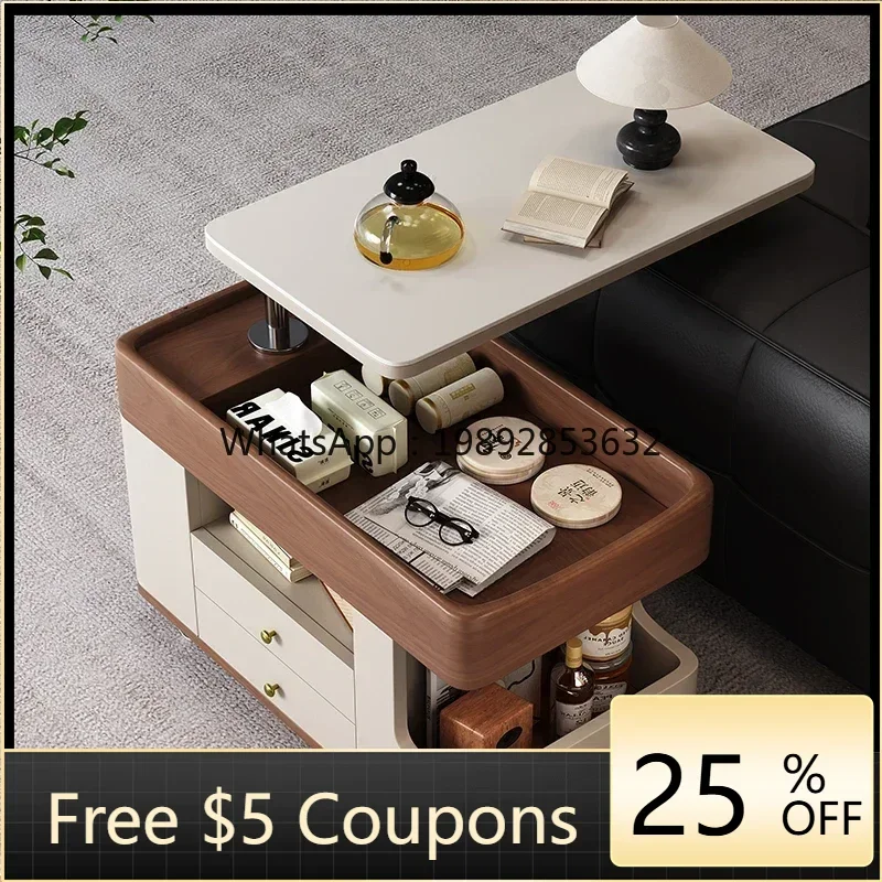 

Nordic trolley side table modern movable small coffee table light luxury simple living room sofa side cabinet