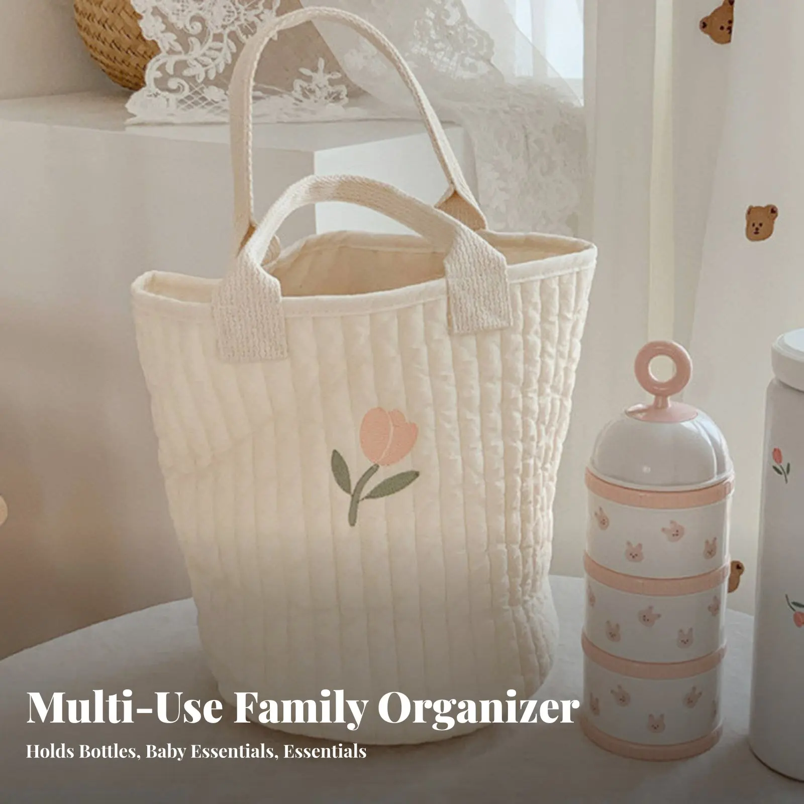 

Сумка-органайзер для детской коляски в корейском стиле, с вышивкой, стеганая, для подгузников, легкая, портативная