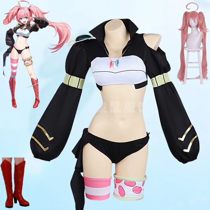 Milim Nava That Time I Got Reincarnated As A Slime Anime Cosplay Costume Halloween Women Outfit Sexy Bikini Underpant Wig Suits