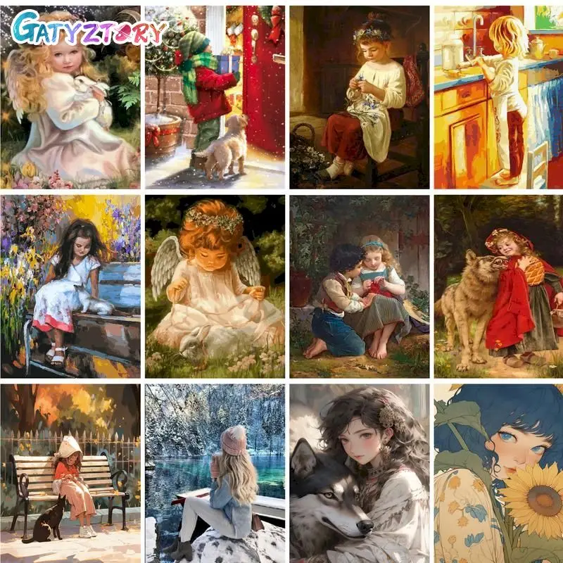 

GATYZTORY Acrylic Painting By Numbers For Adults With Frame 60x75cm Modern Park Girls Drawing Coloring By Numbers For Diy Gift