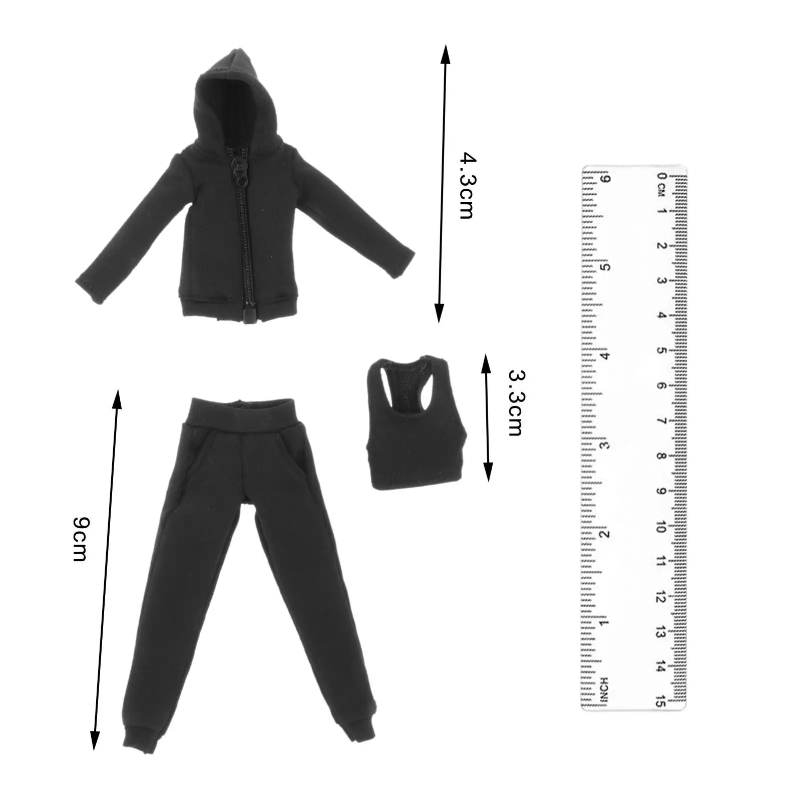 3x Fashion 1/12 Hoodie Pants and Vest Costume for 6" Female Soldiers Figures