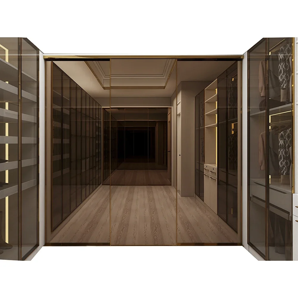 Armoire Bedroom Furniture Dressing Room Smoked Glass Doors Walk In Closet