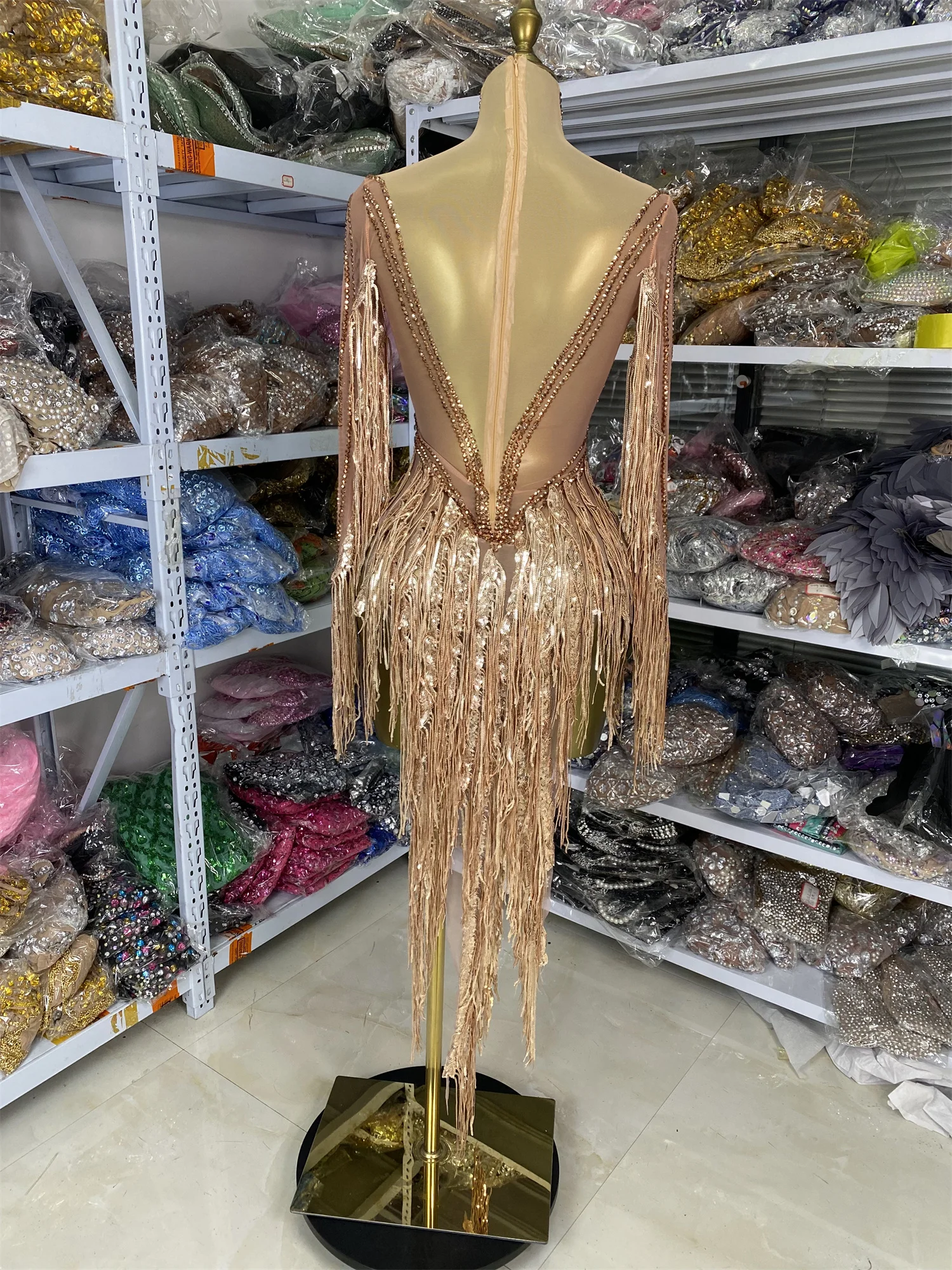 Hotwife boate festa de aniversário vestido glitter strass lantejoulas borla ver através bodycon mini vestido trajes dançarino