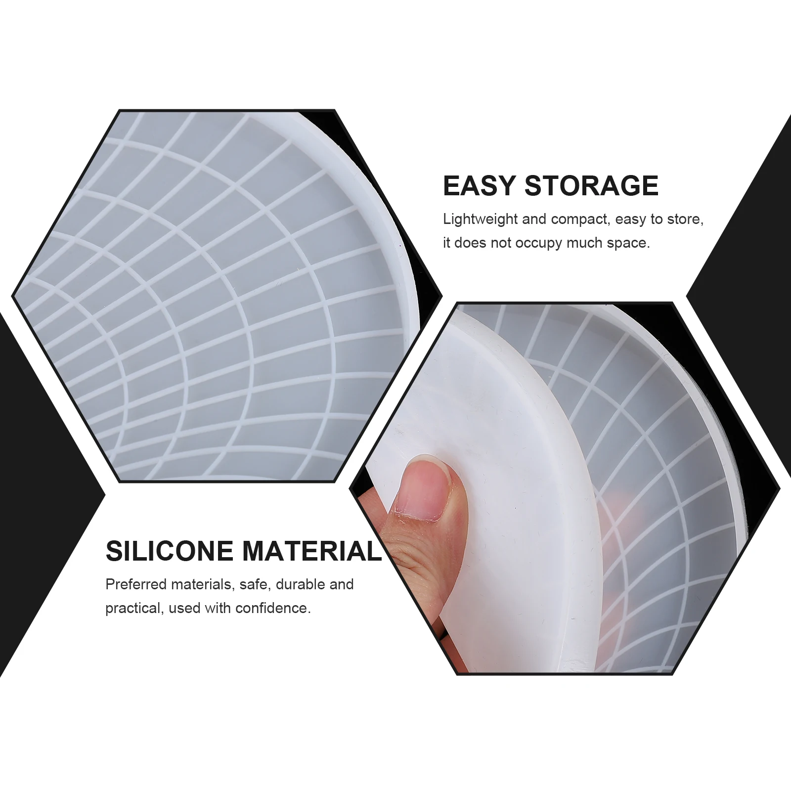 

2pcs 3D Cup Coaster Mold Lightweight Durable DIY Silicone Tea Mat Casting Manual Art Molds Pads Crystal Resin Making