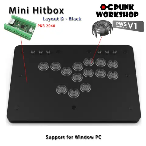 펑크 워크샵 레버리스 미니 HitBox 레이아웃 D SOCD 파이팅 스틱 컨트롤러(PWS 기계식 버튼 포함) XInput MAME SF6 게임