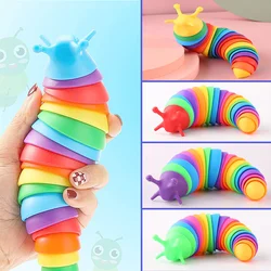 Fidget Slug Toy for Children 18cm 3D Colorful Sensory Slug Relieves Fun Decompression Toy Creative Twist Caterpillar Fidget Toys