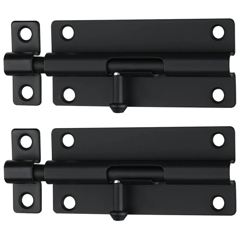 

4 Inch Barrel Bolt Latch 304 Stainless Steel Slide Bolt Latch, Thicken 1.7mm Plate Door Lock, Black 2 Pack HBB140-PB-P2