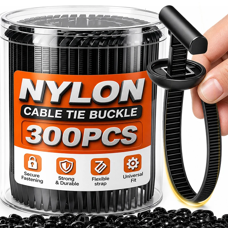 Universal Car Nylon Cable Tie Buckles Heavy Duty Self-Locking Zip Ties Holder with Pin Button Fasteners Car Repair Resistant Tie