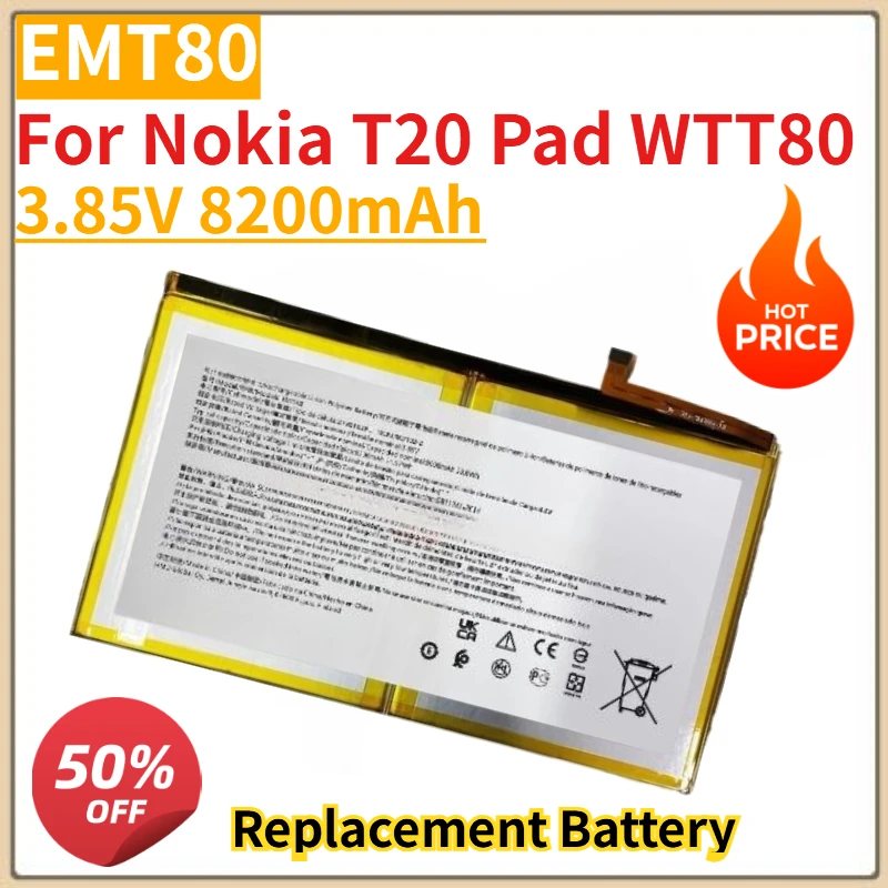 

Высокое качество, новый аккумулятор для планшета EMT80 3,85 В 8200 мАч для Nokia T20 Pad WTT80, аккумулятор для планшета + инструменты