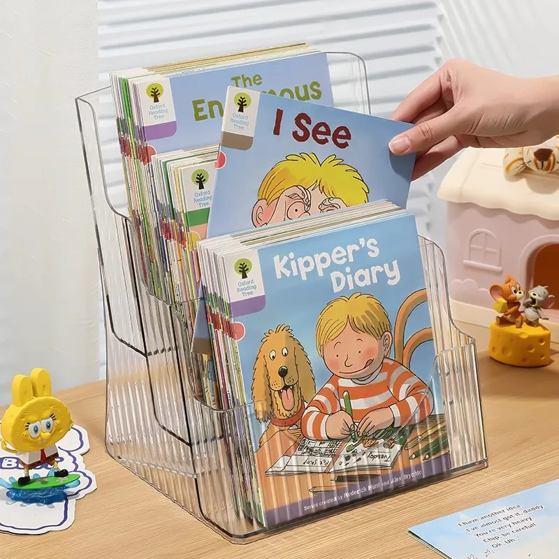 Face bookshelf Children's picture book organizer Small magazine holder acrylic transparent Oxford tree organizer box