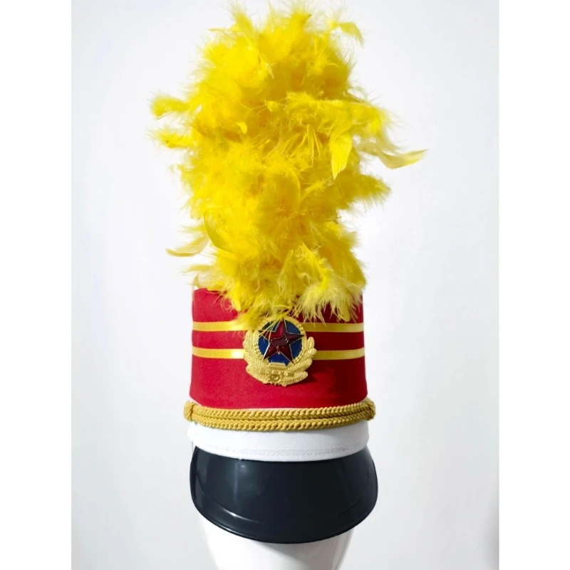 Vintage Drum Majors Hat Carnival Adult Soldier Vintage Hat Party Guard Hat Show Top Adult Cosplay Party Hat