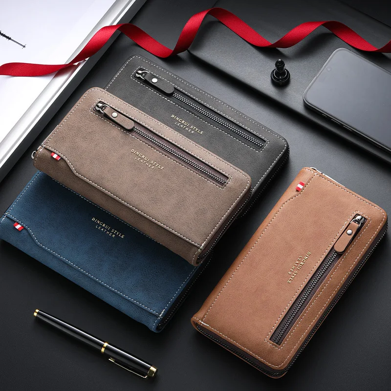 

PU Leather Retro Men's Long-Style Wallet - Compact, Multi-functional, Large Capacity Phone Case, Handbag