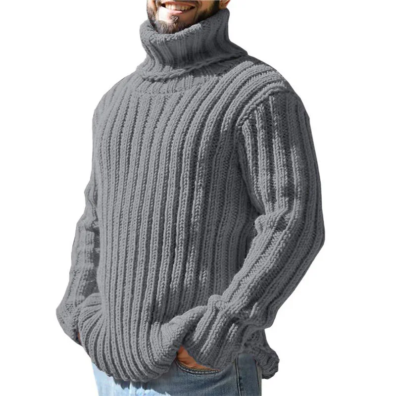 

High Collar 's Knitted Top Autumn Winter New Fashion Sweater European and American Men's Clothing