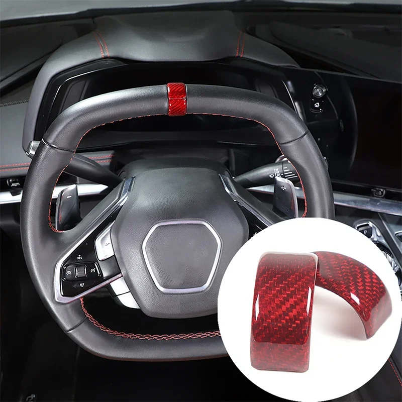 Anel de facelift do volante de fibra de carbono, tampa real do anel para Chevrolet Corvette C8 Stingray Z51 Z06 2020-2023