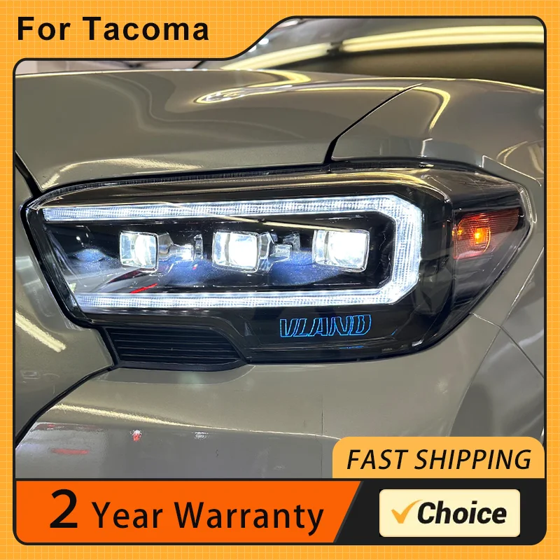 LED Lights Head Lamps Assembly For Toyota Tacoma 2015-2020 Front Lamp Three Lens Headlights DRL Sequential Turn Signal