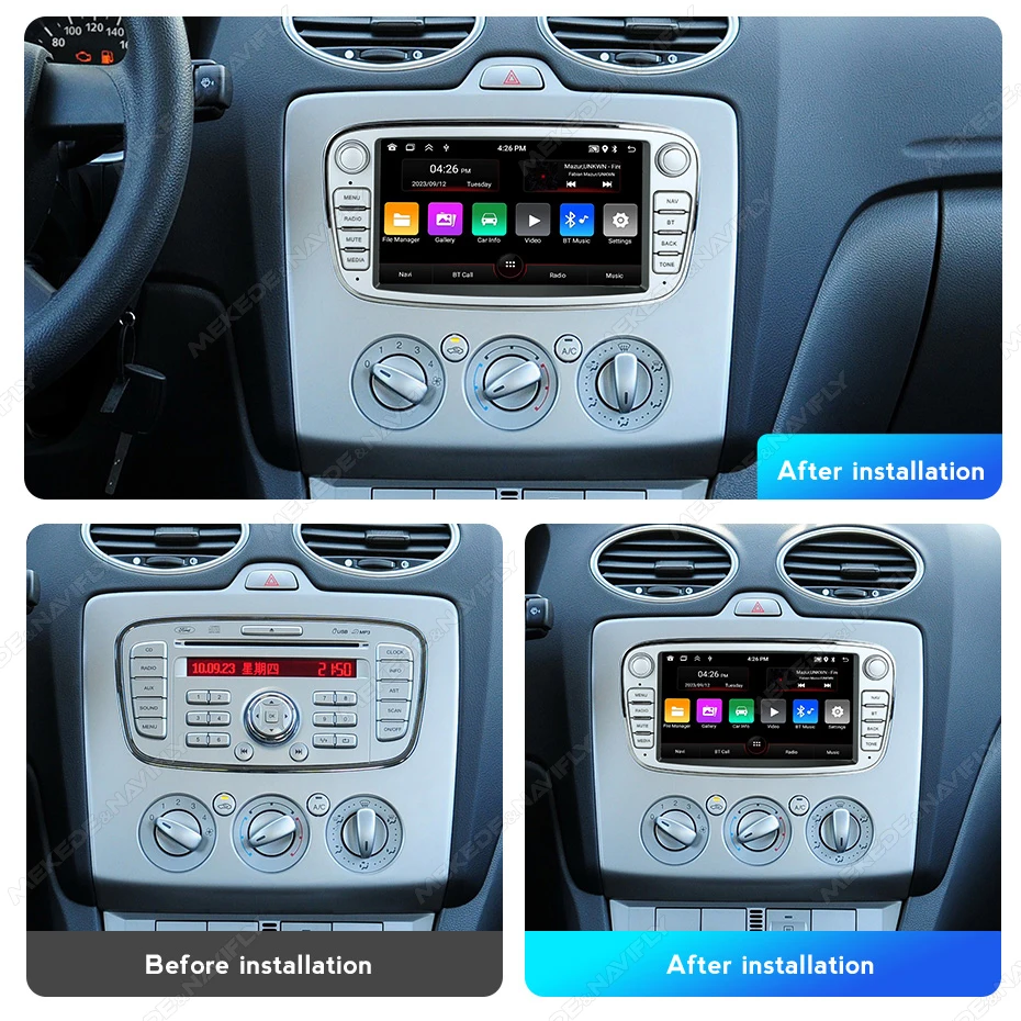 MEKEDE Android 13 2 Din Car Radio For Ford Focus 2 S-Max Mondeo Mk4 9 Galaxy C-Max Kuga 3 GPS WiFi RDS Wireless Carplay Stereo