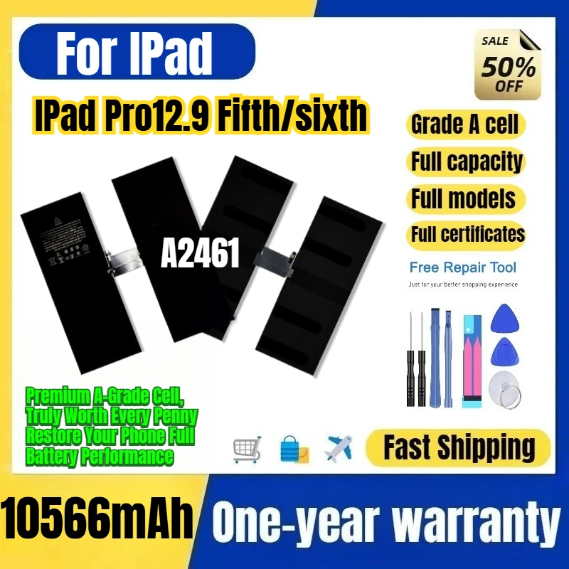 A2461/A2379/A2387/A2378 for IPad Pro12.9 Fifth/sixth Tablet Battery 0 Cycle High Capacity Battery Replacement Bateria with Tools