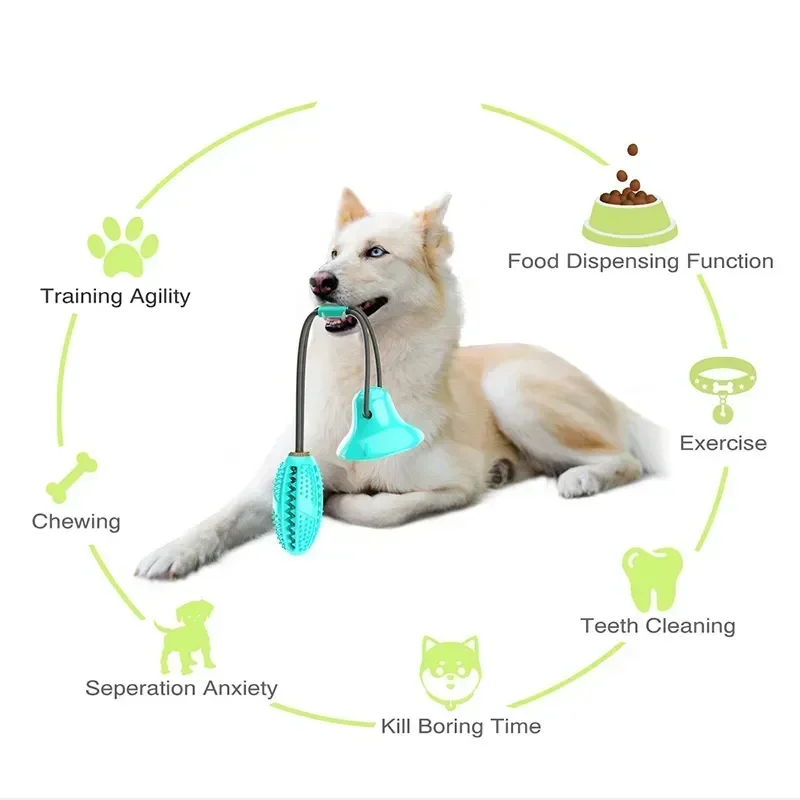 Pet Dog Suction Cup Chew Toys For Medium Large Dogs Interactive Rope Leaking Food Ball Toy Tooth Cleaning Training Accessories