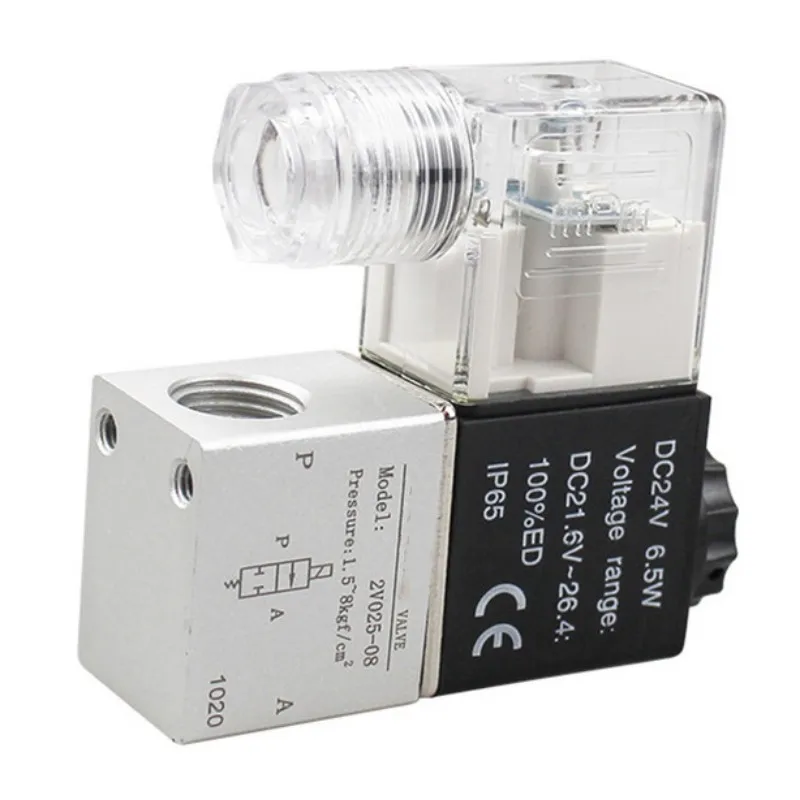 

2V025-08 Normally Closed 12V 24V 220V 1/4" BSP 2 Way 2 Position Air Solenoid Valve 2V025-08 Pneumatic Control Valve