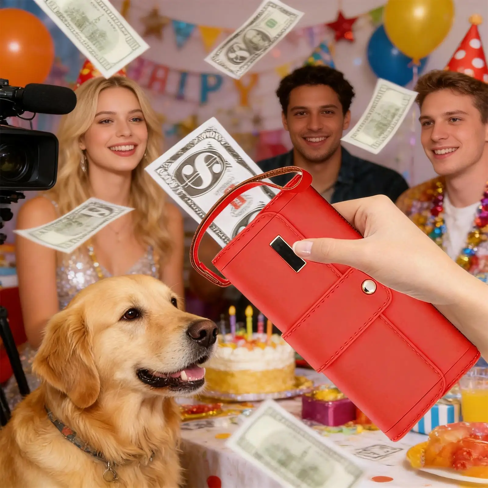 Borsa spray per soldi Spruzzatore di denaro divertente realistico a batteria per scherzi Divertimento per donne Uomini Adulti Colleghi Festa in famiglia
