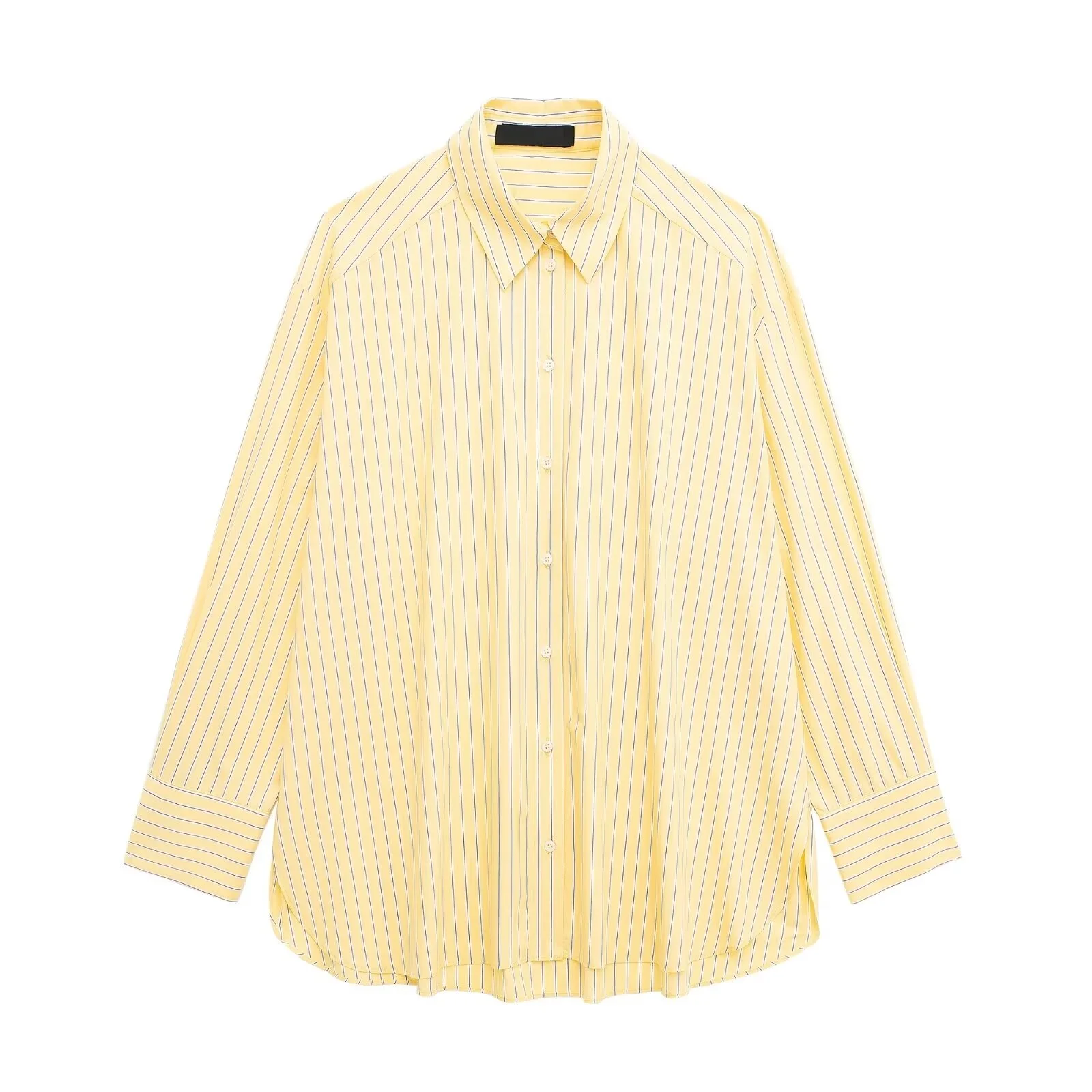 Tangada 2024 Women Yellow Striped Blouse Shirt Long Sleeve Chic Female Loose Top 3H0269