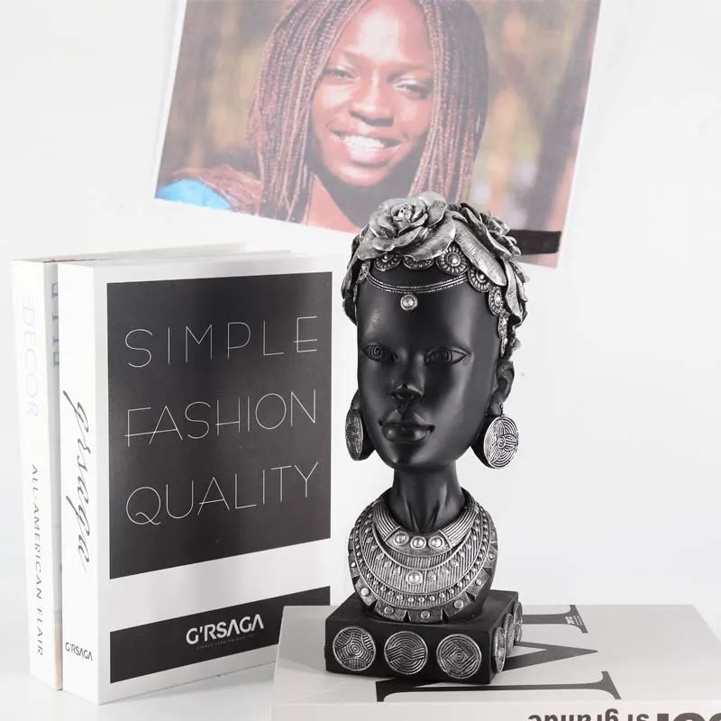Living Room Decoration African Black Family Decoration Sculpture, Resin Crafts Office Wine Cabinet Study Living Room Sculpture