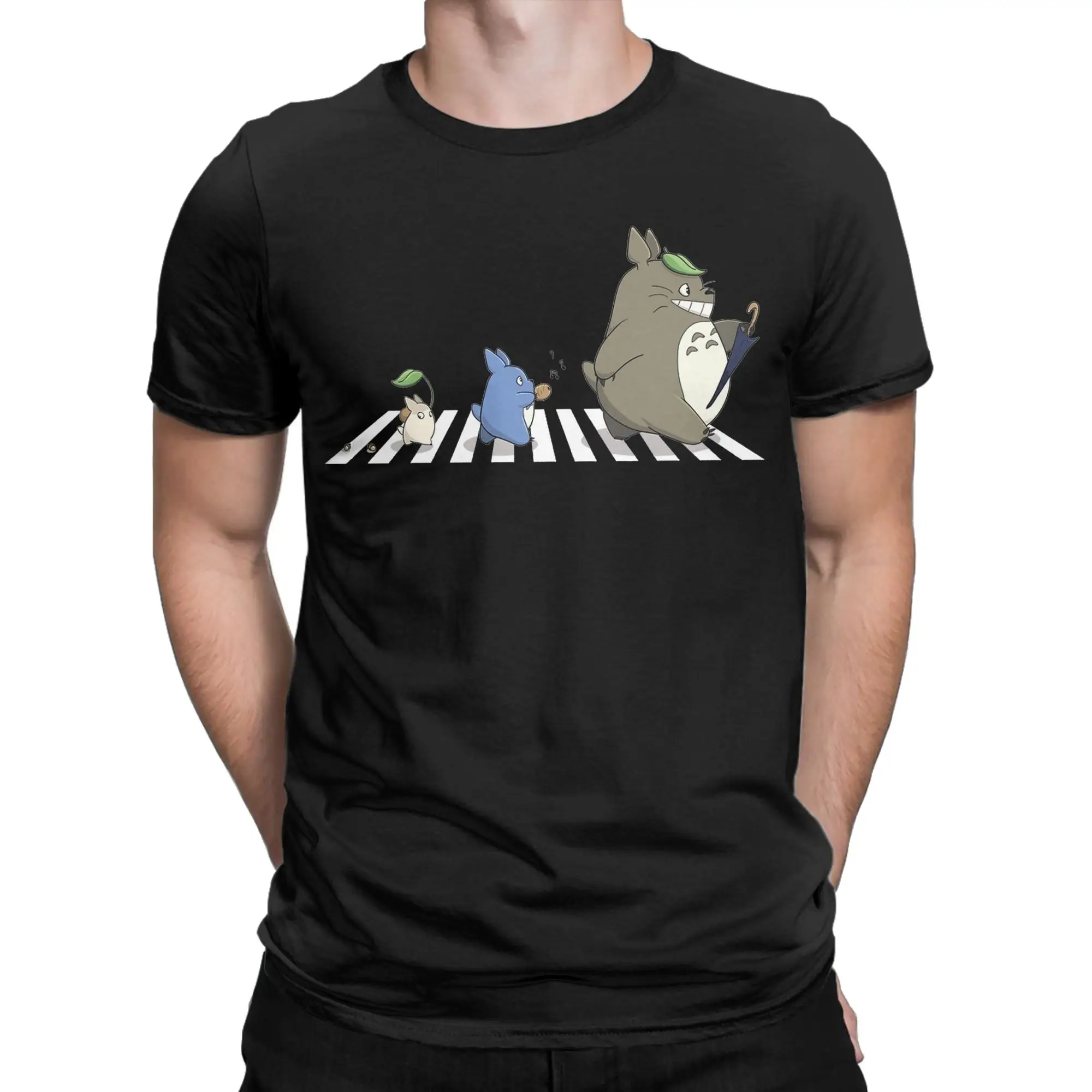 Anime Totoro-Miyazaki T-Shirt Men  Funny Cotton Tee Shirt Crewneck Short Sleeve T Shirt Gift Idea Clothes