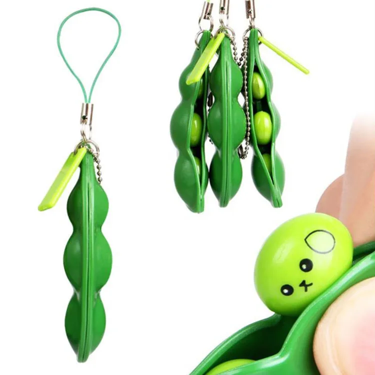 Squeeze Pea Keychain Unzip Mobile Phone Decorative Pea Pod Keychain Decorative Hook Cute Home Decor Key Hook 2022 Bean Keychain