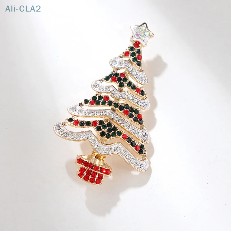 Fashion Rhinestone Christmas Tree Brooch For Women Clothing Coat Jewelry Accessories Gifts