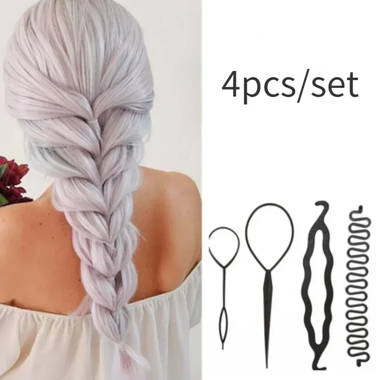 2/3/4pcs/set Ponytail Hair Styling Tools Ponytail Holder Topsy Loops Hair Bun Maker Braids Beauty Makeup Hairdressing Braiders