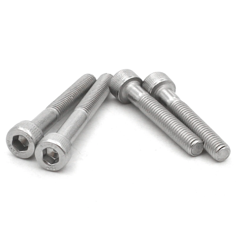 M3 m4 m5 m6 m8 m10 m12 m14 m16 304 parafusos de soquete sextavado de meio rosca de aço inoxidável parafusos de cabeça cilíndrica estendida parafusos de cabeça de copo