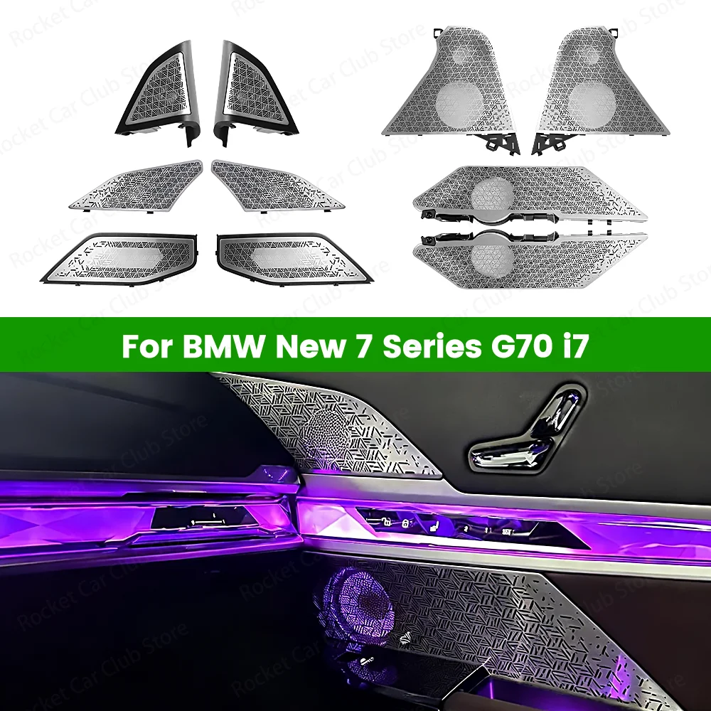 

For BMW 7 Series G70 i7 Car 2023+Tweeter HiFi Music Stereo Horn LED 11 Color Ambient Light 8-Piece Speaker Luminous Cover