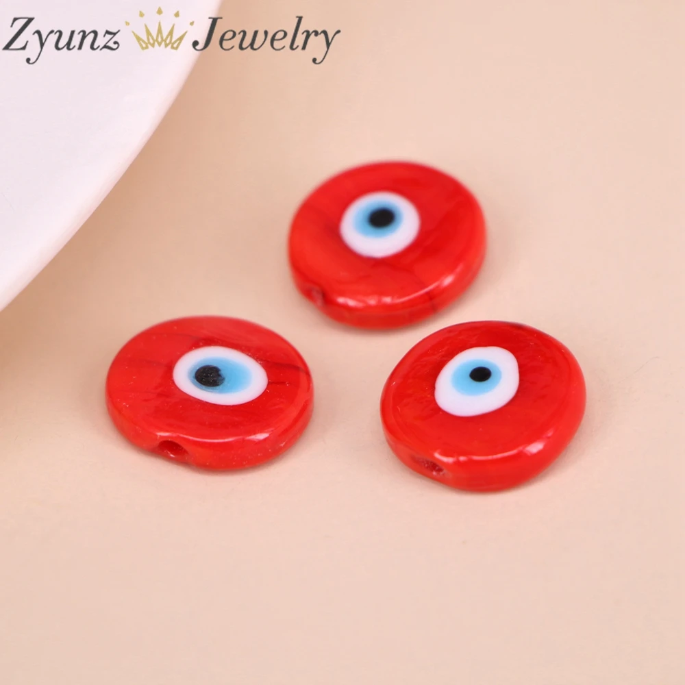 50PCS, Evil Eye Glass Round Beads Lampwork Glass Beads Charm Spacer Beads for DIY Jewelry Making Supply