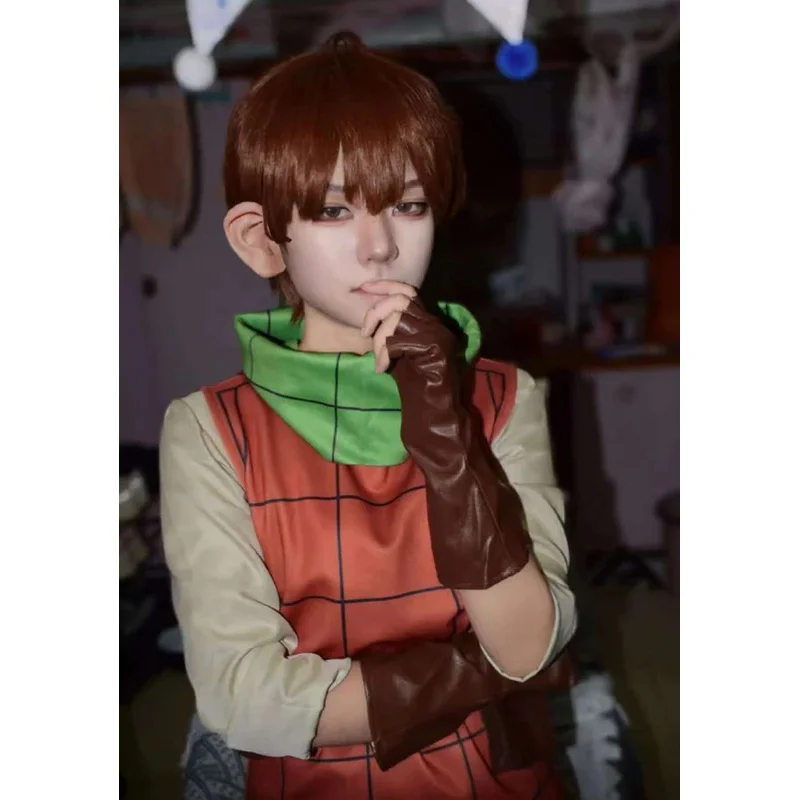 أنيمي لذيذ الزنزانات ميشي تأثيري Chilchuck تيمز زي سترة قميص السراويل حزام وشاح الحقيبة قفازات شعر مستعار بني حفلة Comv